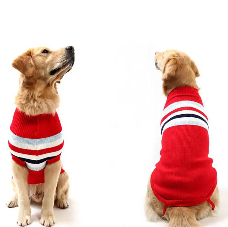 Новинка; сезон осень-зима; утепленный свитер без рукавов для больших собак; одежда для домашних животных с золотой каймой ретривера
