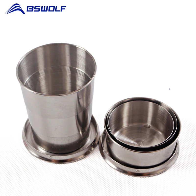 

Portable Outdoor Stainless Steel Camping Hiking Telescopic Cup Folding Three Section Cups Retractable Camping Travel Cup