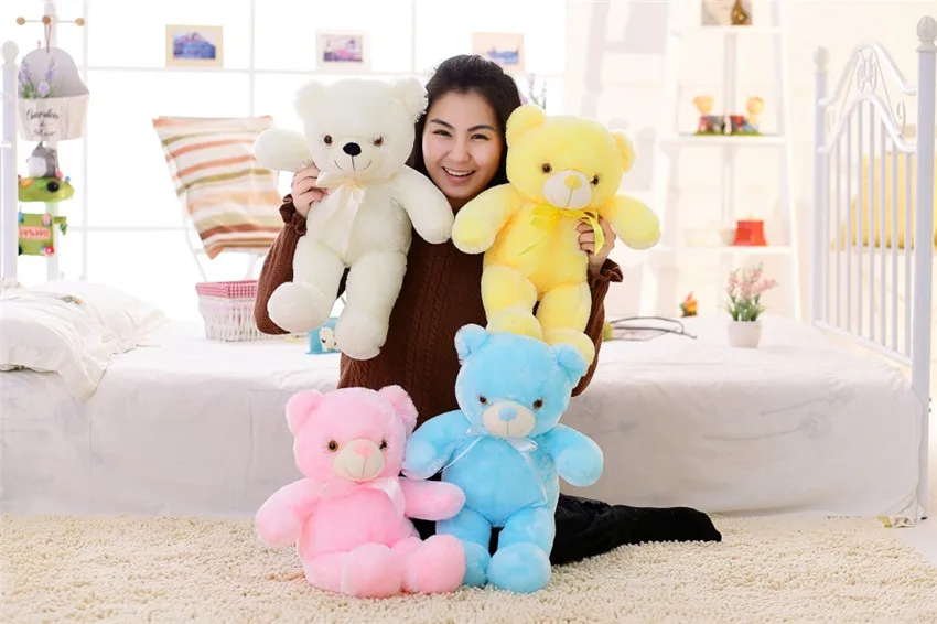 Большой красочный светящиеся Teddy Bear светящиеся плюшевые игрушки Kawaii свет светодио дный мишка мягкие игрушки куклы для детей