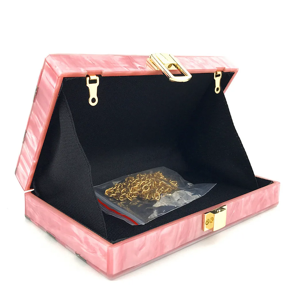 Women Evening Bag Party Banquet Glitter Bag For Women Girls Wedding Clutches Handbag Chain Shoulder Acrylic Box