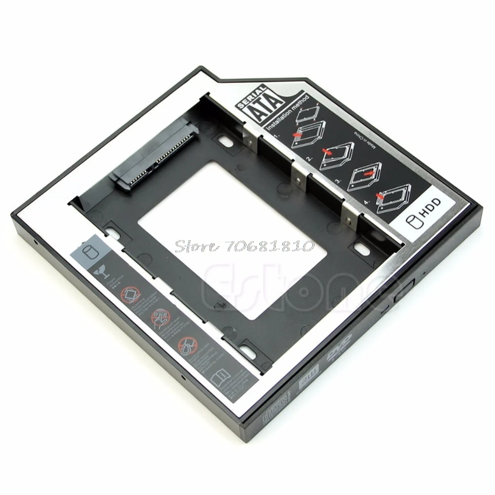 Универсальный 12,7 мм SATA 2nd SSD HDD жесткий диск Caddy для DVDROM CD Оптический Bay Прямая доставка