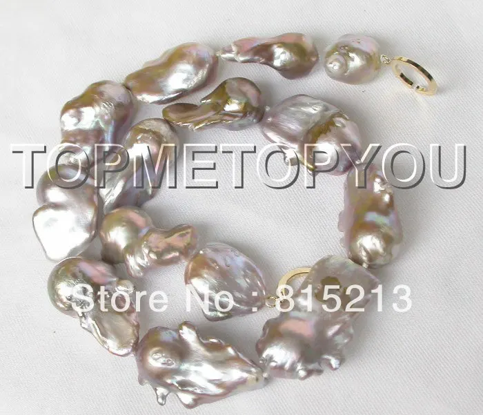 

FREE SHIPPING>>>@@ > N1320 very HUGE natural purple lavender Reborn Keshi pearls necklace