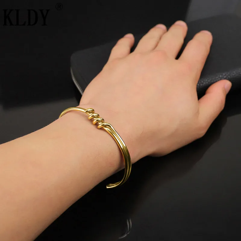 Мужской браслет KLDY Knot Золотой/Серебристый из нержавеющей стали в стиле
