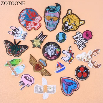 

ZOTOONE Skull Unicorn Iron On Patches Punk Embroidered Iron Sticker For Clothing Animal Patches Backpacks Applique Decoration E