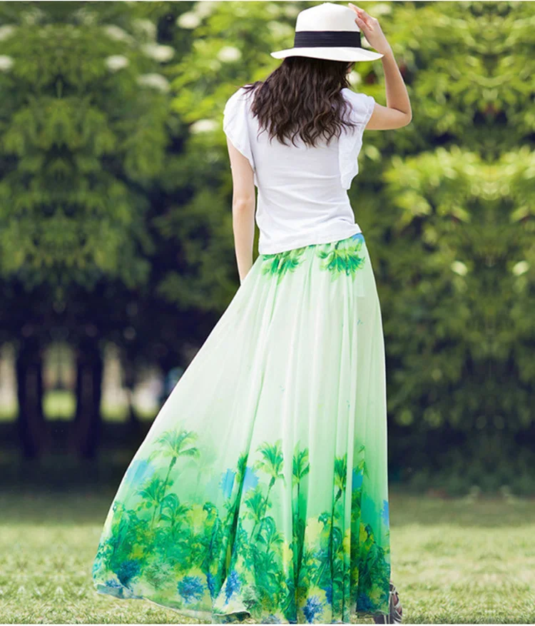 2018 новое летнее платье плюс Размеры 6XL 5XL 4XL 3XL 2XL XXXXL в богемном стиле из шифона с цветочным принтом в виде большого цветка пляжные юбки
