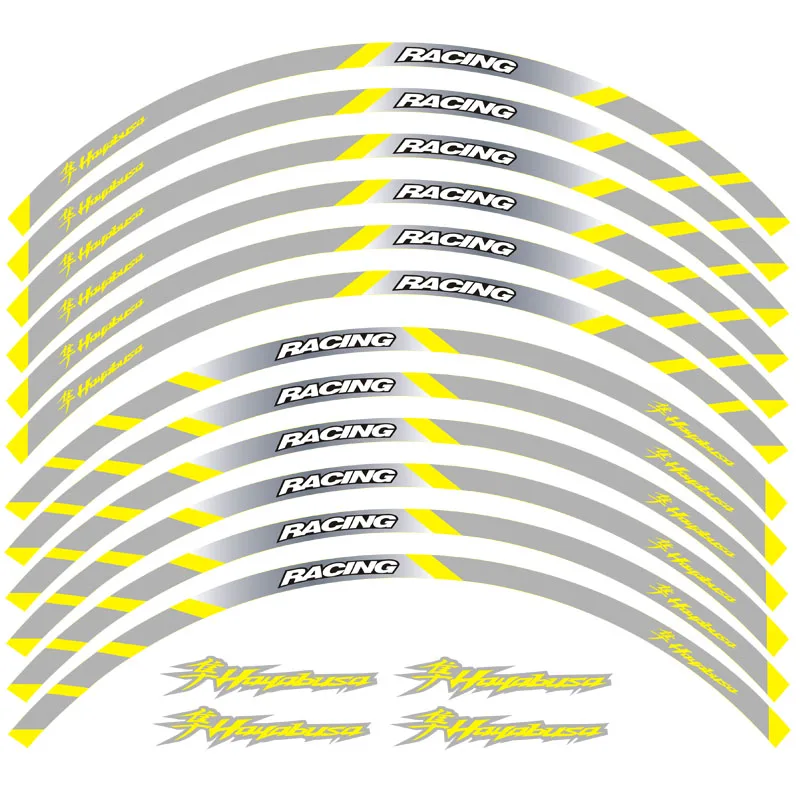 Новинка, высокое качество, 12 шт., подходит для мотоцикла, наклейка для колес, в полоску, светоотражающий обод для Suzuki Hayabusa - Цвет: 4