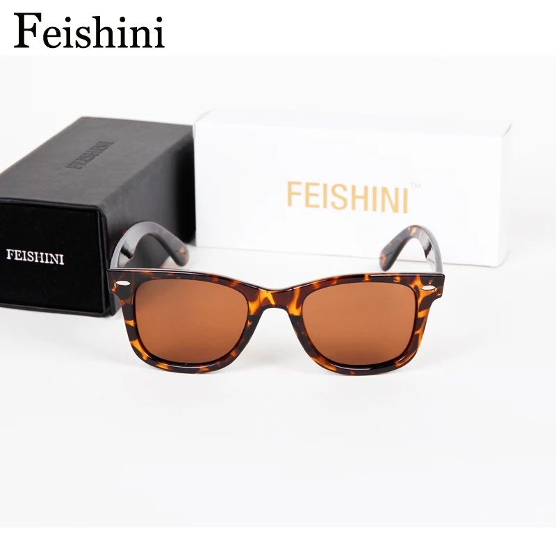FEISHINI High Quality COOL Sunglasses Men Polarized,High Elastic Classic Star Style Rivet Glasses Women Polaroid Original BOX