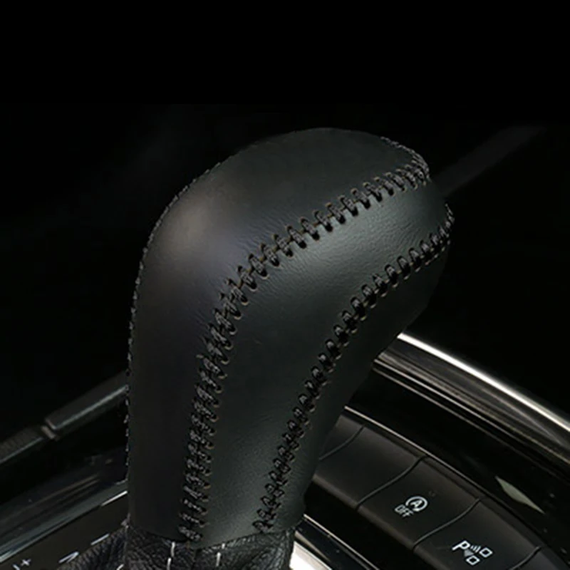 Lsrtw2017 коровья кожа ручной швейной машине Шестерни рычаг крышки для Buick Regal Opel Insignia - Название цвета: black black wire