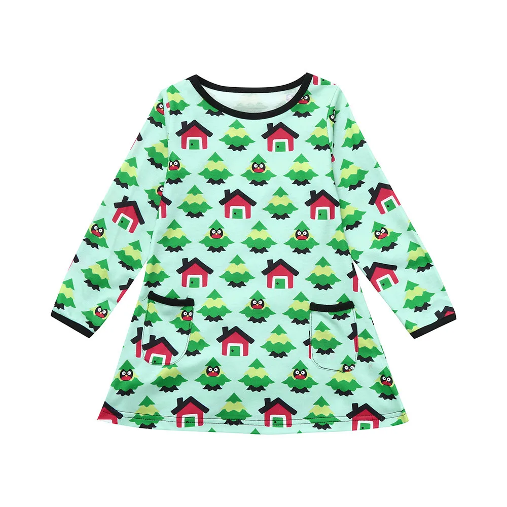 

Christmas Toddler Kids Baby Girl Cartoon Tree Princess Dress Clothes Outfits Newborn Baby Boy Girl Warm
