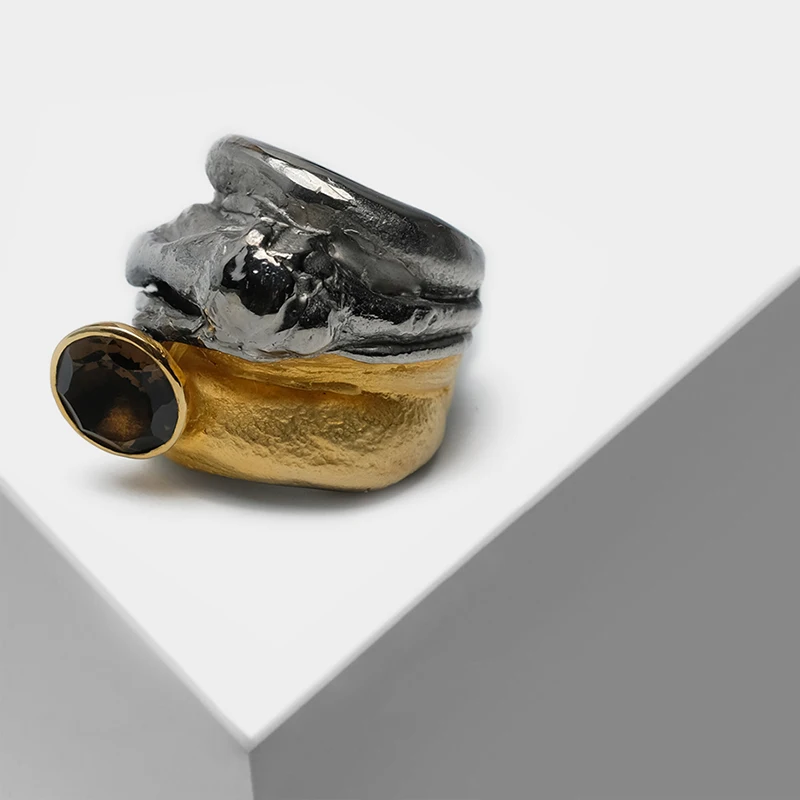 

Vintage inlaid semi-precious stone hoelite two-tone Rings