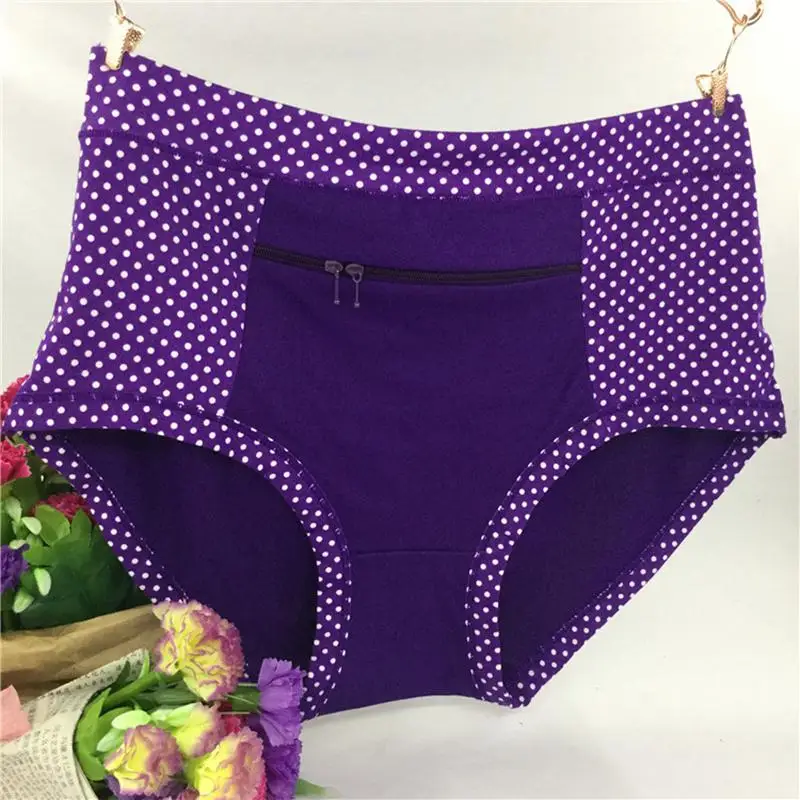 Женские трусики, трусы с карманами на молнии, нижнее белье, удобные тянущиеся дышащие трусы, новинка YLM9266 - Цвет: Purple