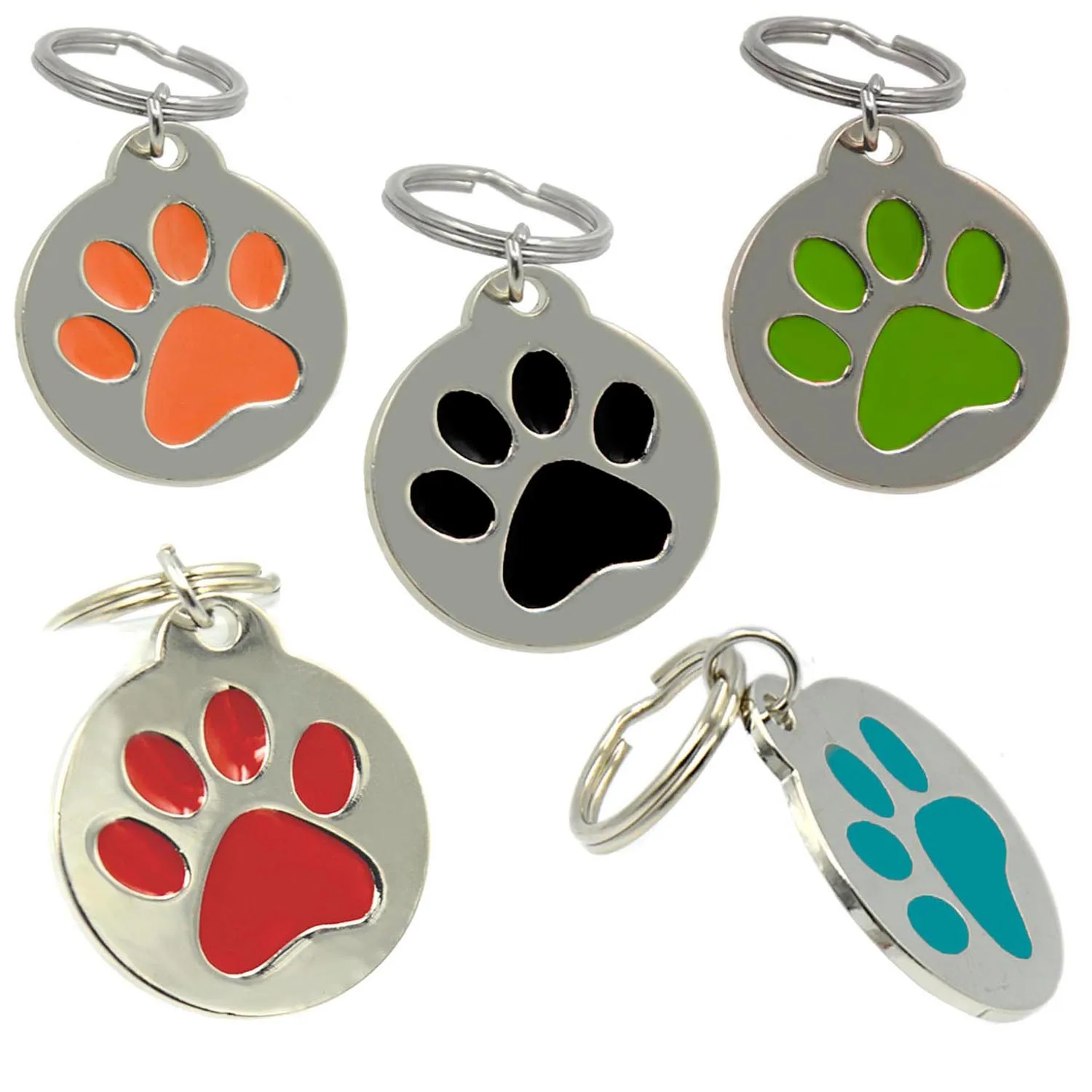 Lindo Grabado Alrededor de La Pata Diseño Zinc Aleación de Aluminio Tarjeta de Identidad Para Mascotas