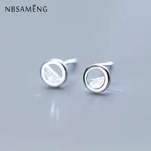 NBSAMENG стерлингового серебра 925 Серьги крошечные 8*8 мм геометрические полукруглые прозрачные CZ серьги гвоздики для женщин ювелирные изделия