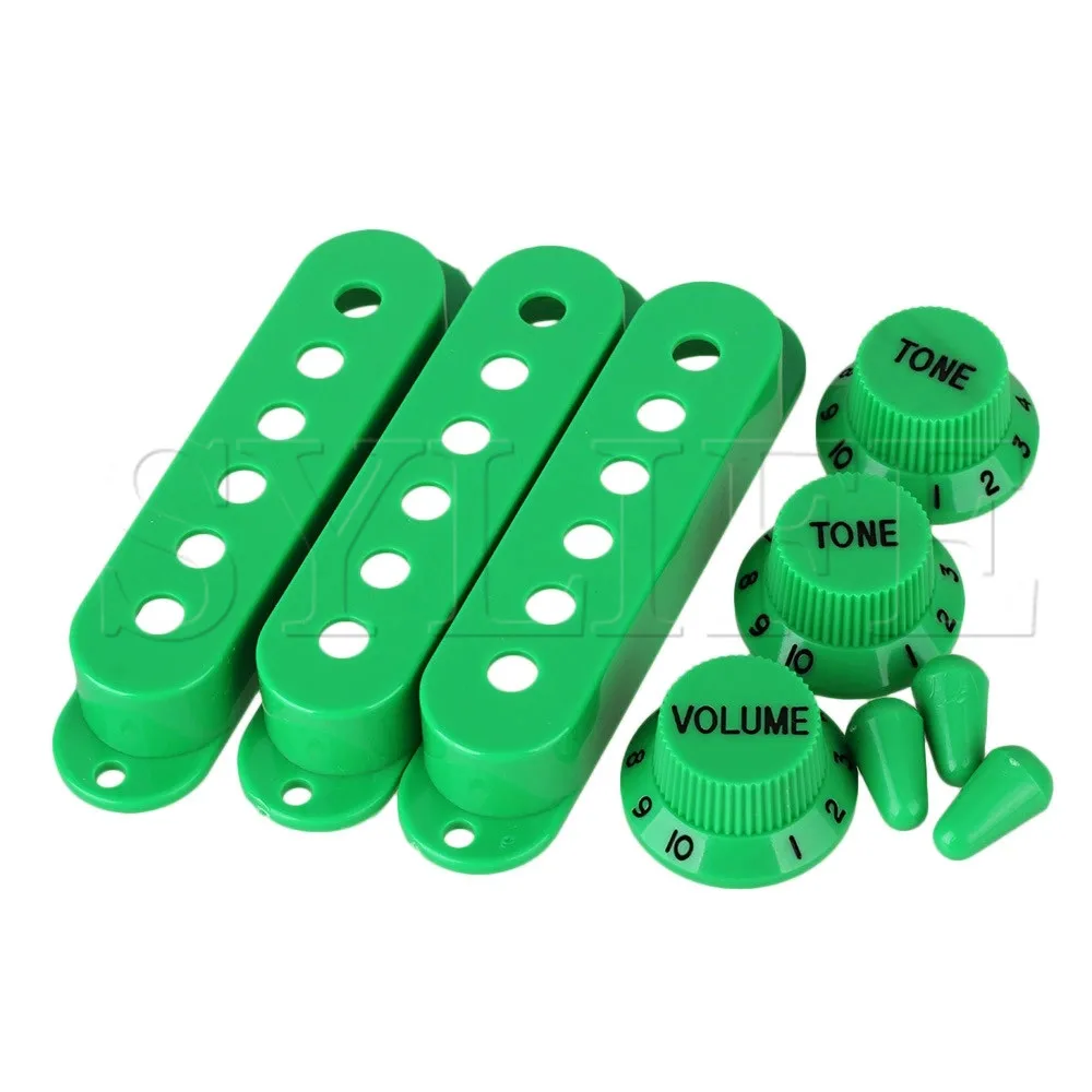 

3 x Green Single Coil Pickup Cover 48/50/52 & 1V2T Knobs for Electric Guitar