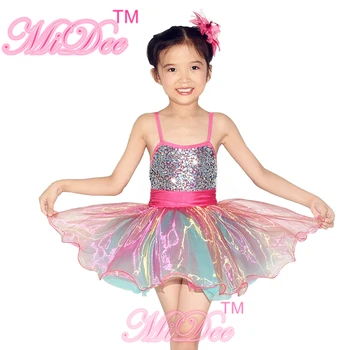 

MiDee Stage Costume Dresses For Children's Ballroom Dance Dress Liturgical Dancewear Ballet Leotards Girls Dance Costume
