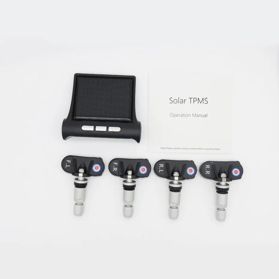 Solar TPMS Tire Pressure Alarm Monitor System Wireless 4 Internal / External Sensor Car Temperature Solar Power T06N T06W