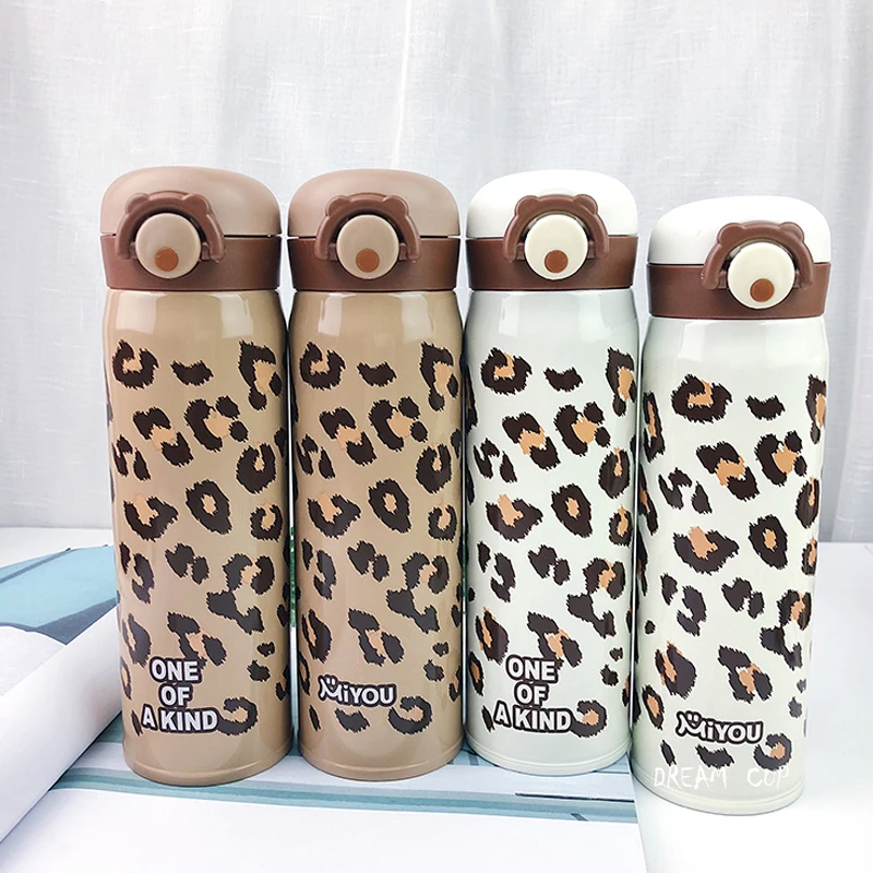 

fashion leopard print steel stianless vacuum flask coffee tumber Bounce cover boy's or girl's vacuumc oca bottle