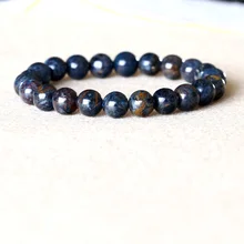 Натуральный Золотой синий Pietersite Намибия стрейч мужской браслет Круглые бусины 8 мм