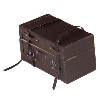 

ABWE Best Sale 1:12 Doll house Miniature Vintage Leather Wood Suitcase Mini Luggage Box