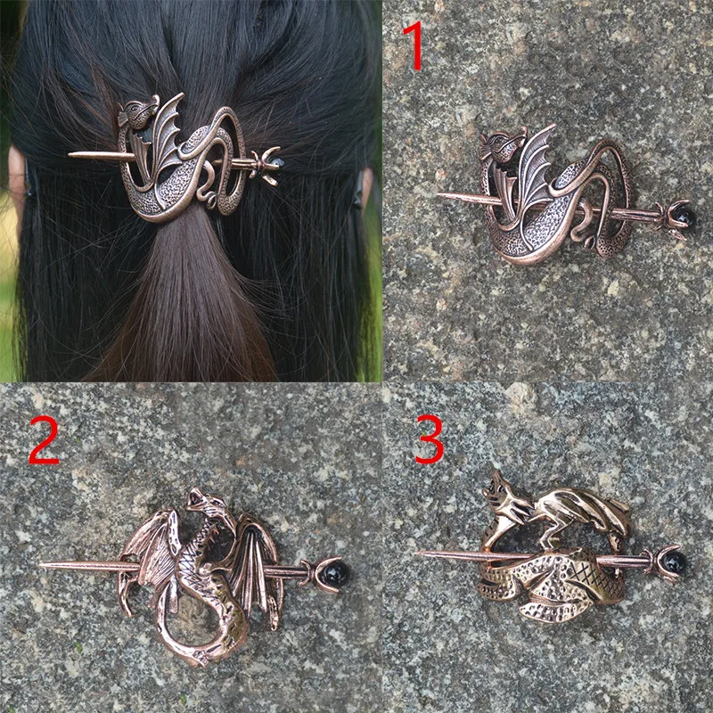 

Viking Retro Viking Dragon Hairpin Magic Dragon Hair Barrette Wyvern Hair Clips Headwear Accessories For Women