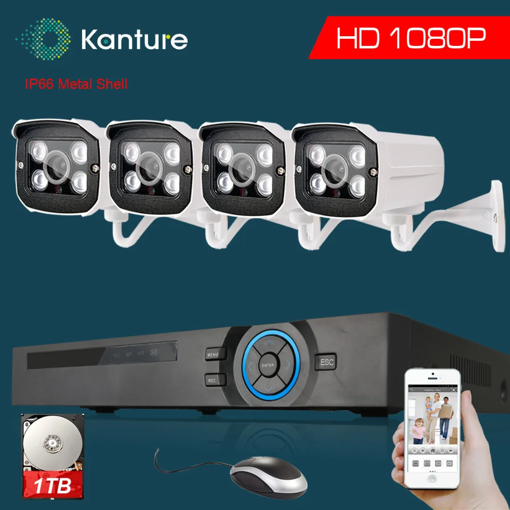 Full HD 4Ch 1080P Surveillance Camera kit 4*2MP AHD CVI outdoor camera 4*Array Waterproof Security 4ch cctv DVR system | Безопасность и