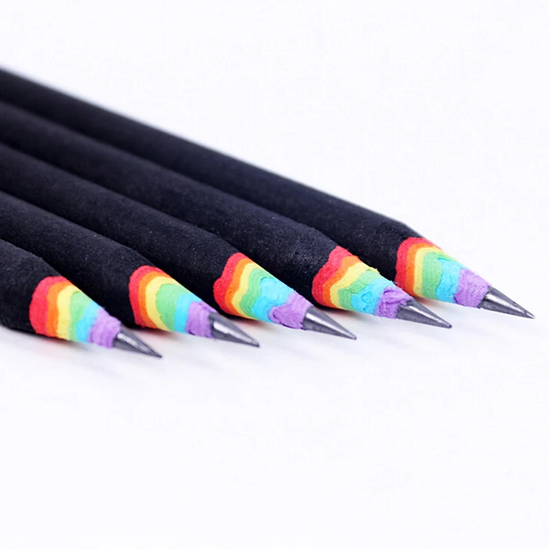 1/2 шт. 2B радужные карандаши из переработанных материалов деревянный набор школьные канцелярские принадлежности 17,4*0,7 см - Цвет: BK 1PC
