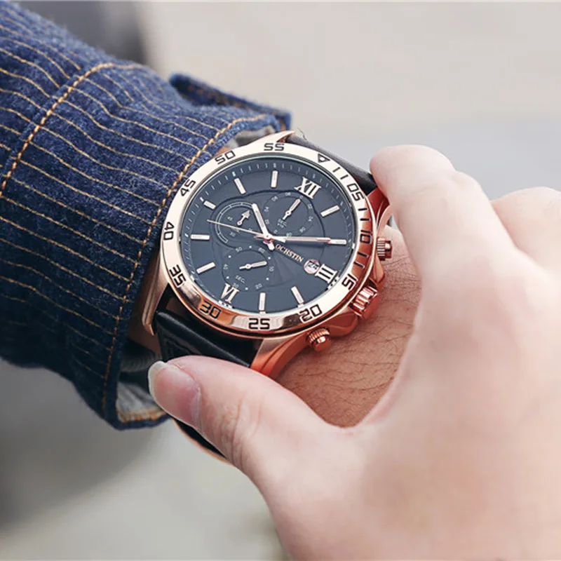 Top Brand Luxury Fashion Chronograph Sports Men Watches Army Military Male Clock Business Leather Wrist Watch Relogio Masculino