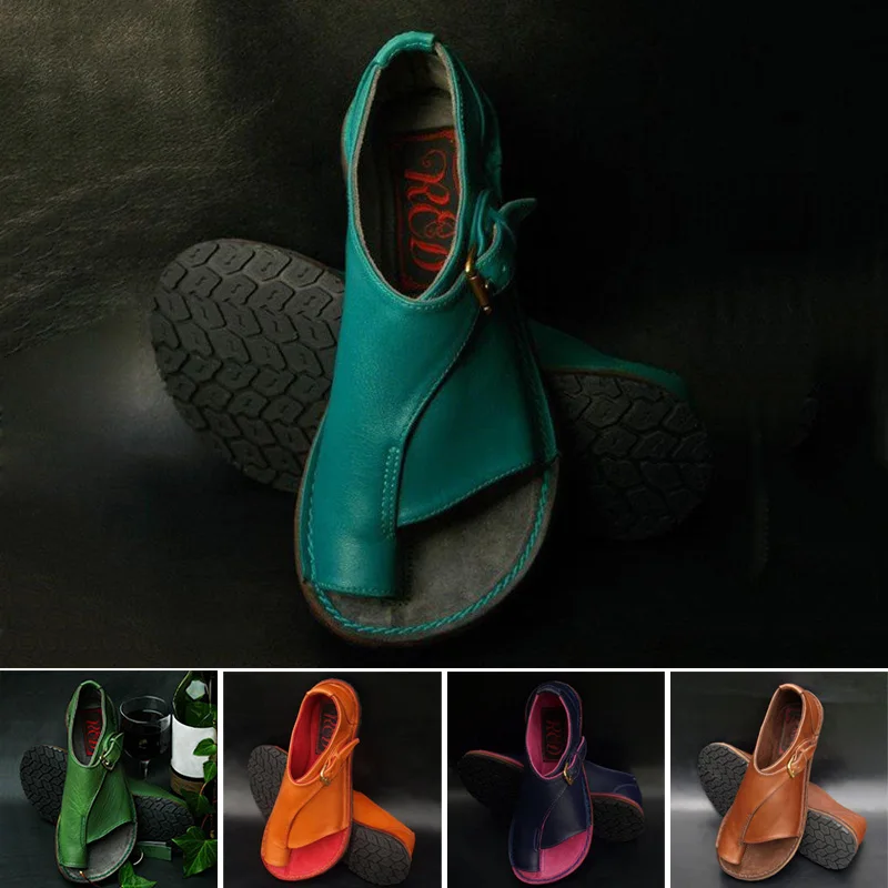 

2019 Women Buckle Strap Flat Heel Sandal Shoes Summer Beach Travel Shoes ALS88