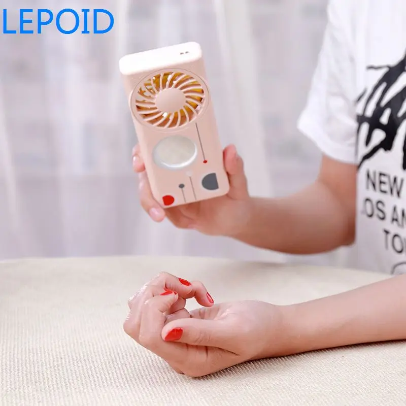 LEPOID ручной 1200mA power Bank работающий от батареи вентилятор с зеркалом для макияжа и