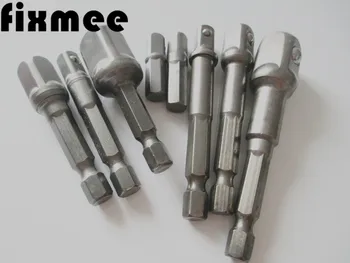 

Fixmee 8 Pcs/set Socket Adapter Power Set Hex Shank to 1/4" 3/8" 1/2" Extension Drill Bits