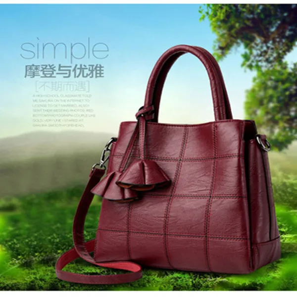 Горячая Распродажа, модная винтажная сумка, Ретро стиль, овчина, прошитая кожа, тканые, на запястье, повседневная женская сумка через плечо, сумка для покупок - Цвет: Red