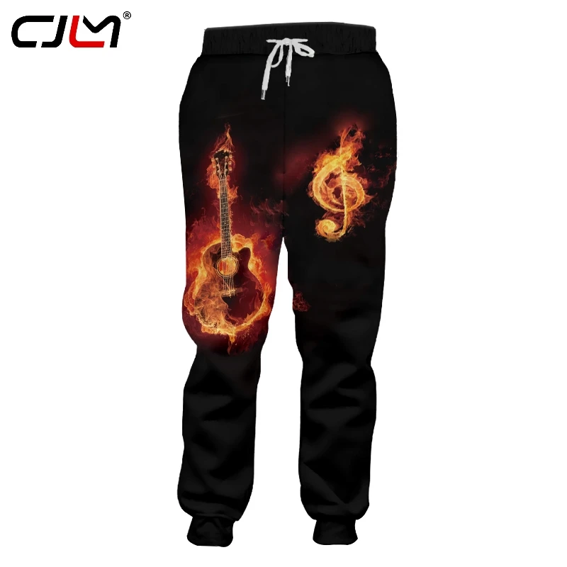

CJLM Man Fashion Large Size Sweatpants 3D Red Leisure Pants Full Printed Flame Cello Musical Note Men's Trousers