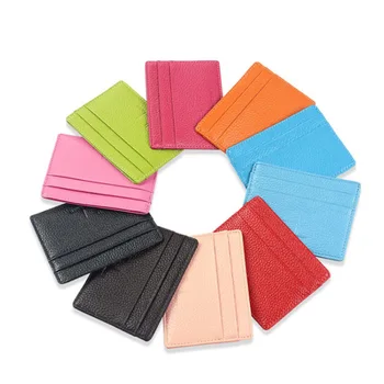 

Top Head Layer Cowhide Card Holder Unisex Genuine Leather Card Case Female Multi Cards Keeper Pouch Candy Color