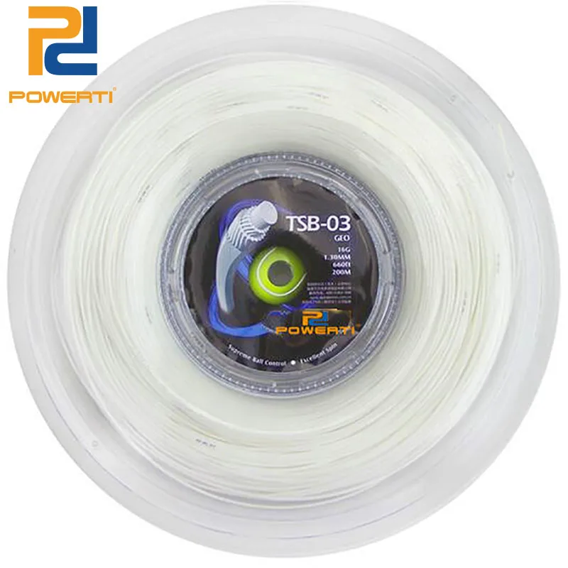 POWERTI GEO 1.30mm Tennis String Synthetic Hexagonal Multifilament Tennis Racket String 200m Reel Soft White Feeling 40-60lbs