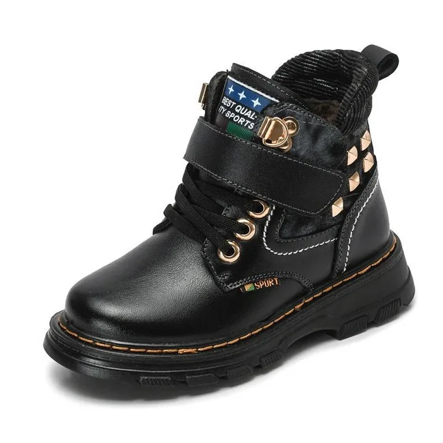 

Kids Boots Western Ankle Boots Children Shoes Genuine Leather School Boys Shoes Fashion Calf Snow Boots Plush Warm Waterproof