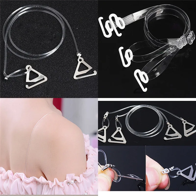 Hot selling 1Pair Clear Transparent Hook Straps Invisible Adjustable