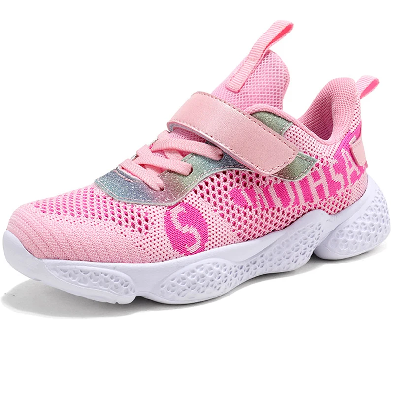 2019 Breathable Thick Sole Non-slip Soft Fashion Sneakers Children Casual Shoes Girls Walking Shoes Pink Outdoor Girl Child Kids