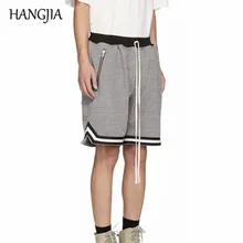 Джастин Бибер уличная одежда с заниженным шаговым швом шорты мужские черные/белые с боковой молнией модные шорты для бега летние спортивные штаны