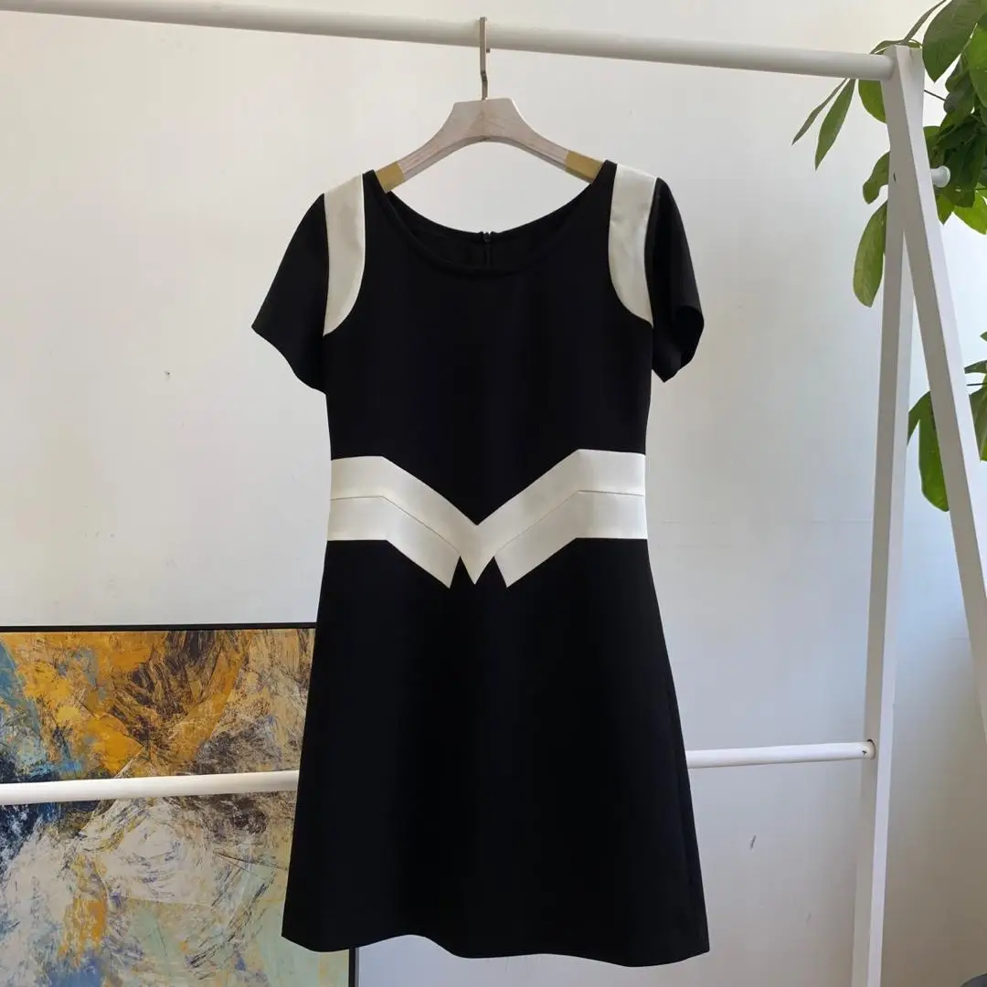 

New Summer 2019 Lotus Leaf Sleeve Dress with Coloured Round Collar