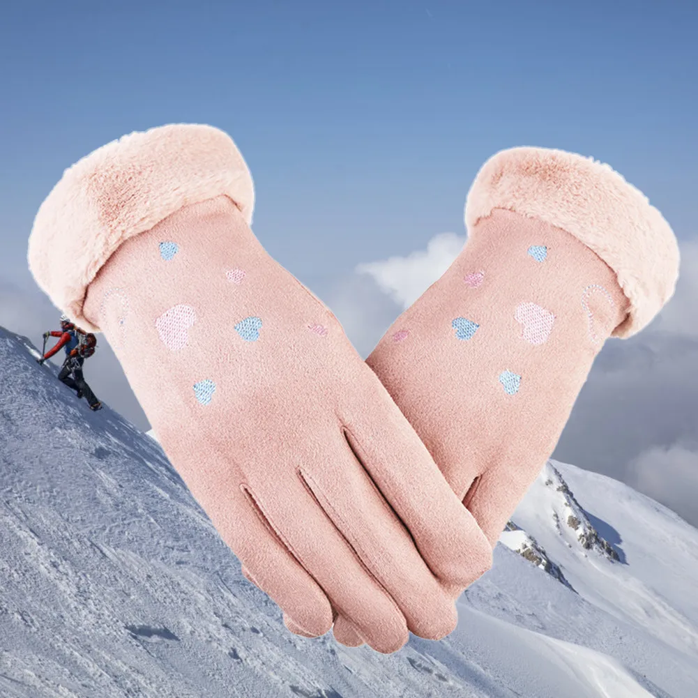 Мисс М перчатки из искусственной замши Теплые для Для женщин зимние Сенсорный экран хлопчатобумажные перчатки для девочек искусственного