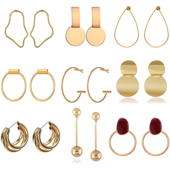 

Fashion Statement Earrings Metal Round Geometric Earrings For Women Hanging Earrings Stud Earring Modern Jewelry Pun