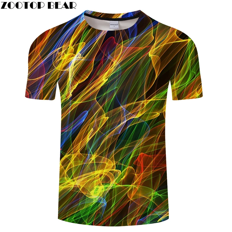 Line Dazzling 3D imprimir Camiseta hombres mujeres Camiseta verano Casual manga corta o-cuello Tops & Tees Camiseta gota brillo nave ZOOTOP BEAR