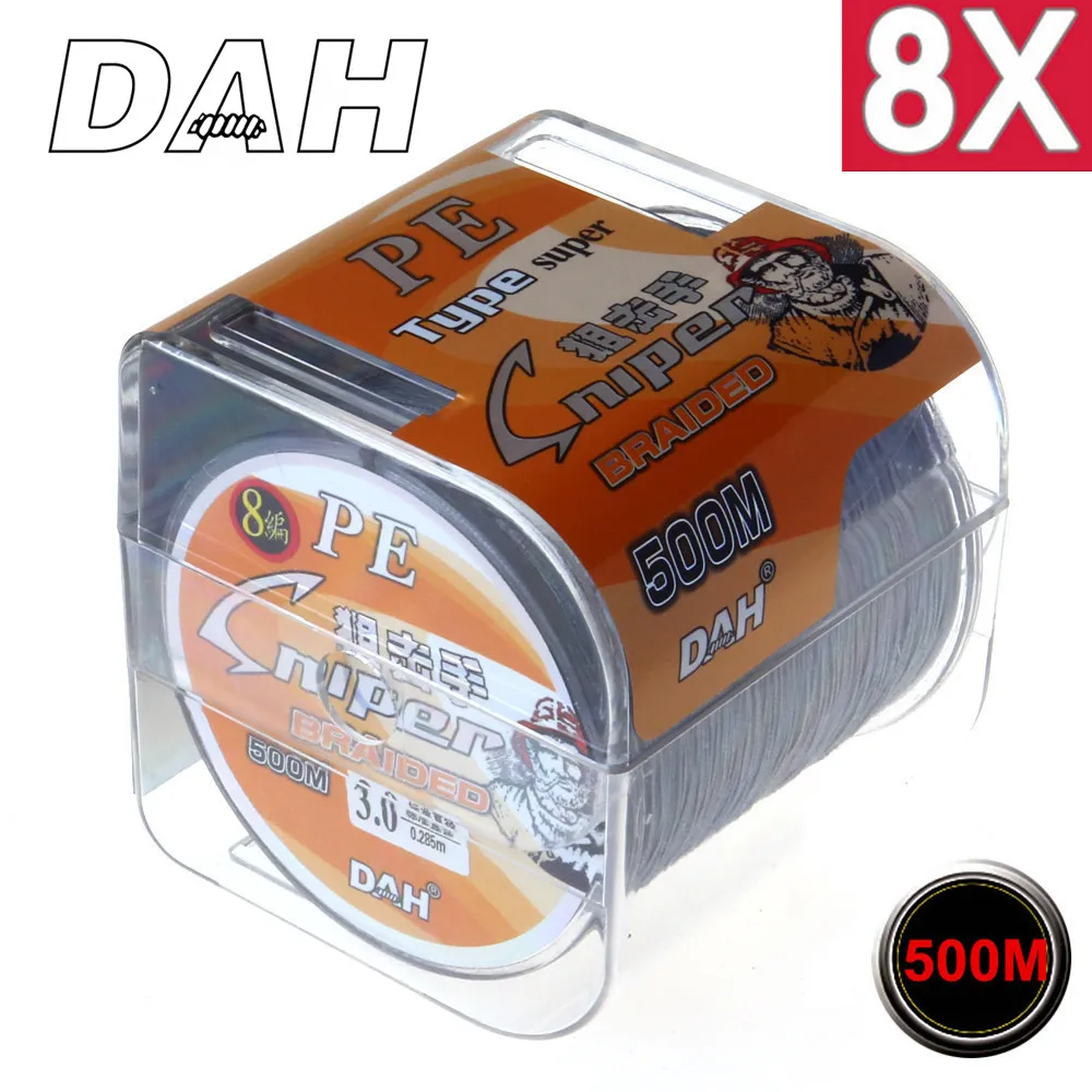 

500M 8X DAH FISHING Brand Super Strong Japan Multifilament PE braided fishing line 8 Strands 15LB 20LB 30LB 40LB 50LB 80LB 100LB