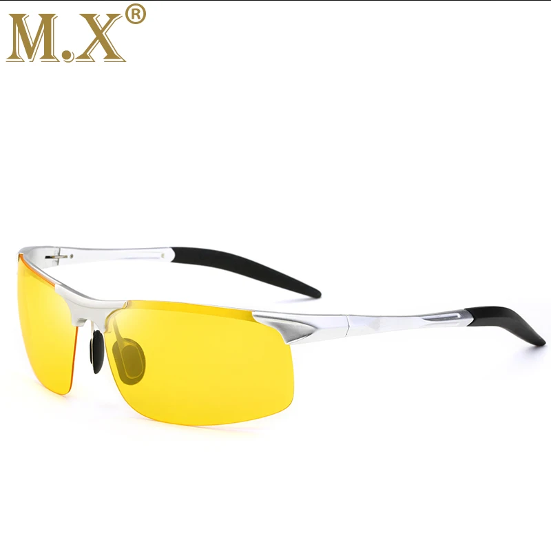 Мужские солнцезащитные очки из алюминиево-магниевого сплава, поляризационные, спортивные, для вождения, ночного видения, солнцезащитные очки, для рыбалки, UV400, без оправы, солнцезащитные очки - Цвет оправы: Silver Night Vision