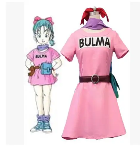 

Free Shipping Cosplay Costume Dragon Ball Bulma Dress Uniform New in Stock Halloween Christmas Party Uniform Any Size