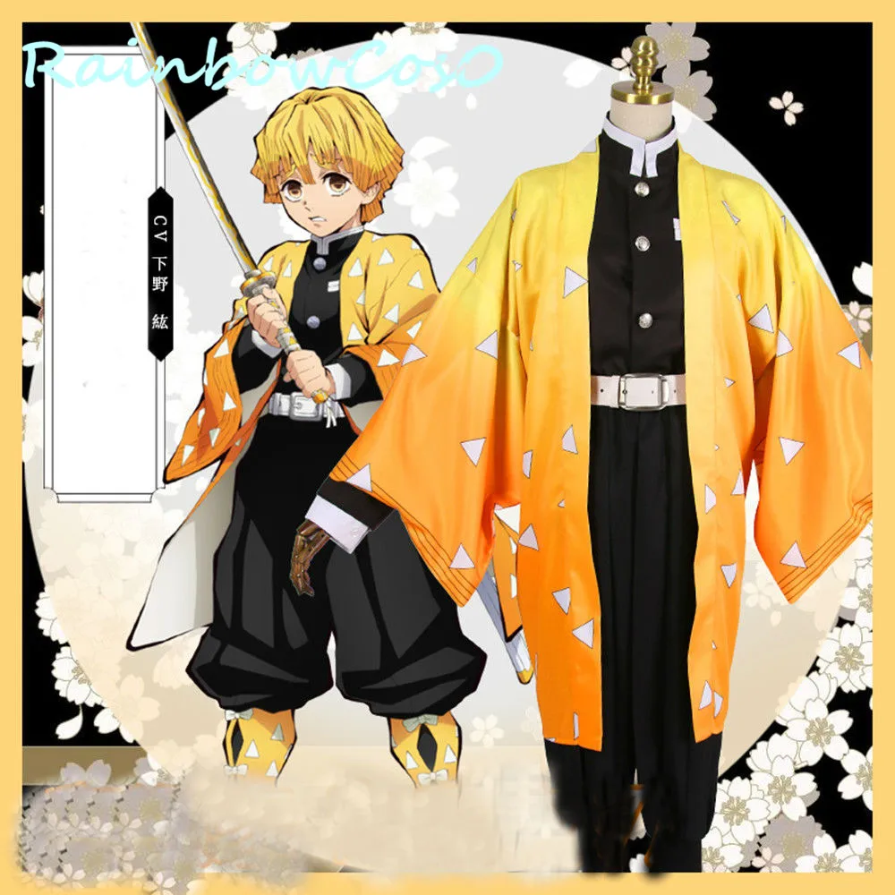 RainbowCos0 Косплэй костюм демона убийца kimetsu без Yaiba Agatsuma zenitsu форма