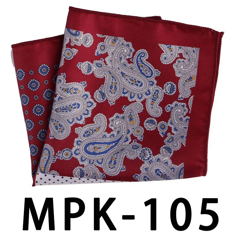 YISHLINE отличительный мужской носовой платок Карманный квадратный шелковый человек в горошек Пейсли мужские нагрудные платки свадебные праздничные аксессуары на подарок - Цвет: MPK-105