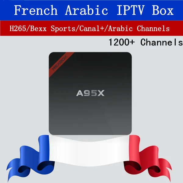 Koop Franse IPTV Box A95X Android 7.1 TV Box met 1000 + NEOTV IPTV Europa Frans Arabisch Spanje Tunesi euml; Marokko PayTV smart Set top Box