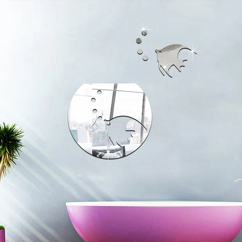 Us 2 29 20 Off 3d Creative Green Tasteless Background Wall Stickers Home Living Room Bedroom Goldfish Fish Tank Mirror Decorative Wall Decal In Wall