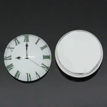 

DoreenBeads Retail Glass Cabochons Round Flatback White & Green Clock Pattern 16mm Dia,30PCs